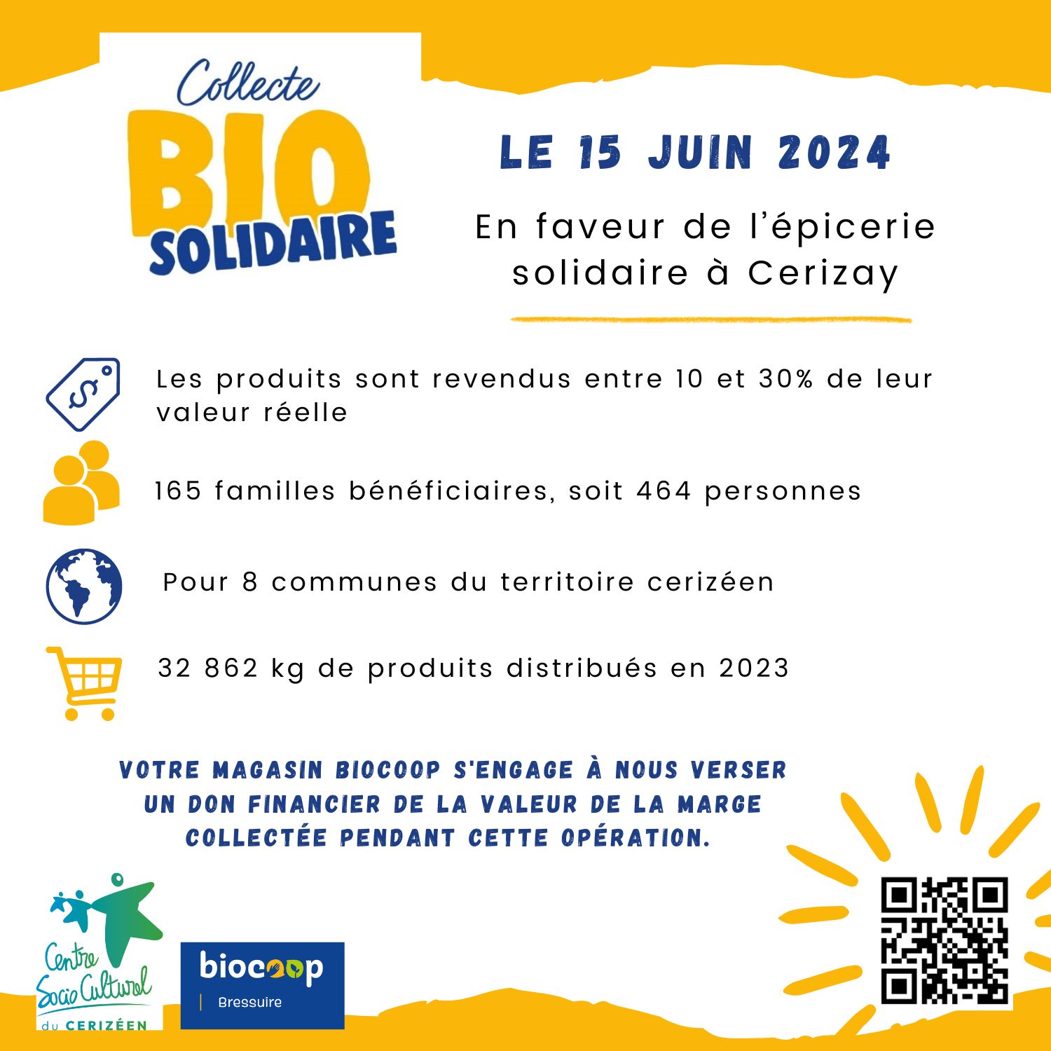Collecte Bio & Solidaire au bénéfice du CSC de Cerizay